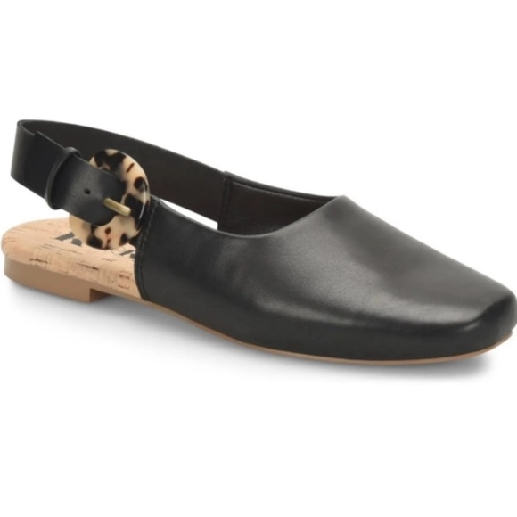KORKS Blush VEGAN FAUX LEATHER / NWOB/ NWT/ Slingback Flats BLACK/ size 9.5 - Picture 1 of 7